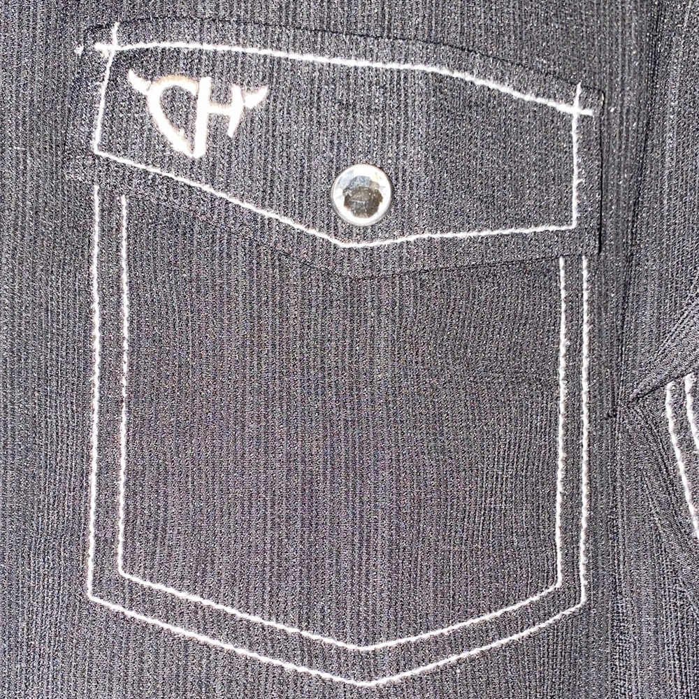 Black Embroidered Button Down Shirt - Picture 4 of 9
